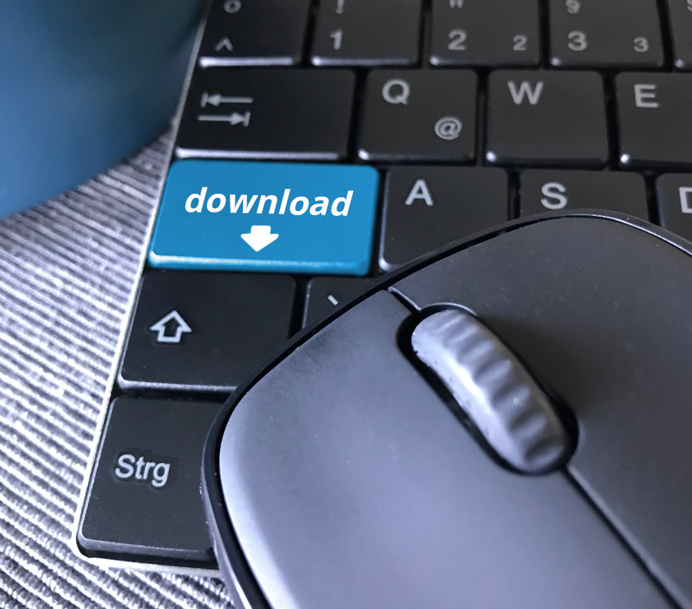 Tastatur mit einem Button "Download"