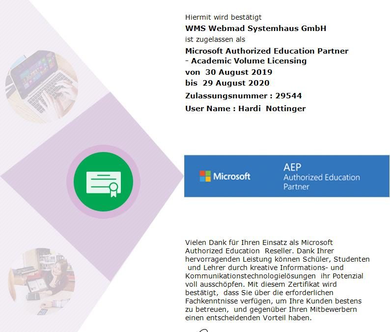 Erfolgreicher „Microsoft Authorized Education Partner“